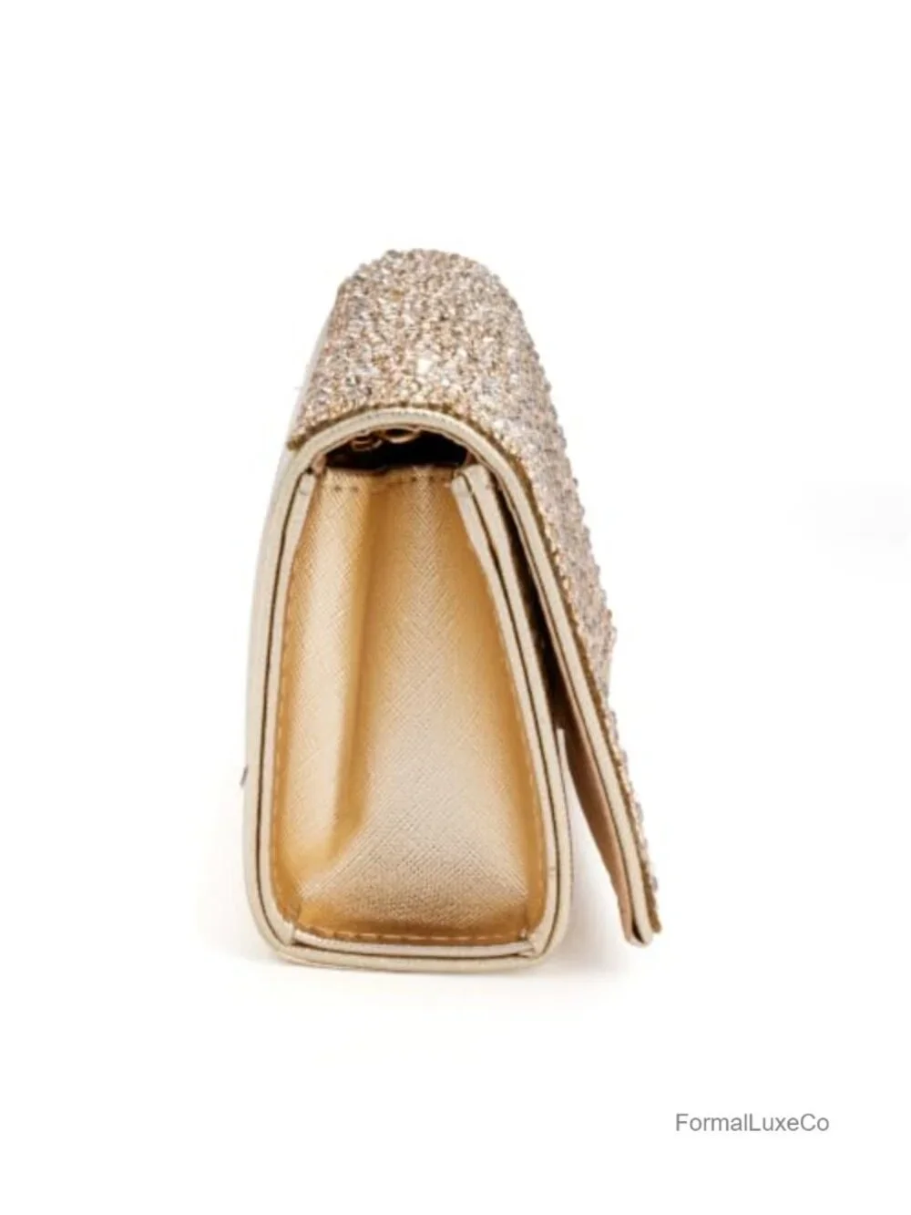 Rhinestone Envelope Flap Clutch with Detachable Chain Evening Bag